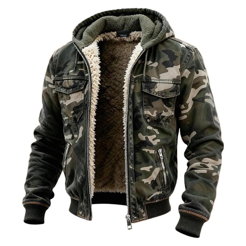 Men's Winter Camouflage Outdoor Hooded -Lined Jacket