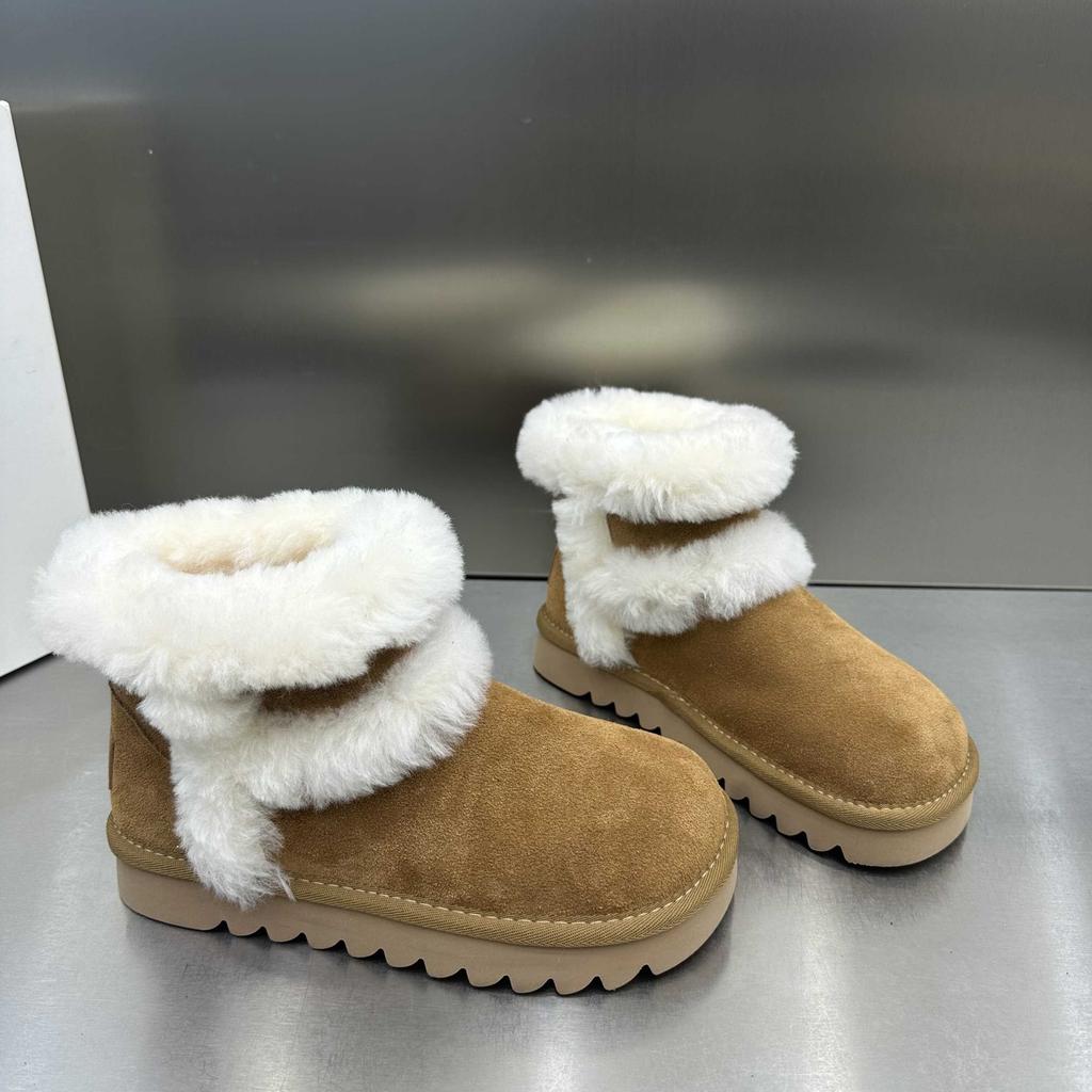 Winter velvet snow boots women's 2025 new Maillard platform heightening short boots versatile cold-proof warm cotton shoes