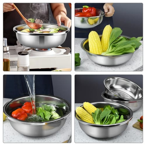 Happyyami Stainless Steel Mixing Bowls, Extra Large, Heat-Resistant, Deep Bowls, 2-Piece Set, Suitable for Salad, Vegetable Washing, Washing, Storage,