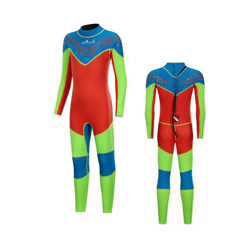Kids Thermal Wetsuit Diving Swimming Warm Chloroprene Neoprene Full Body Suit Long Sleeve Pants Unisex