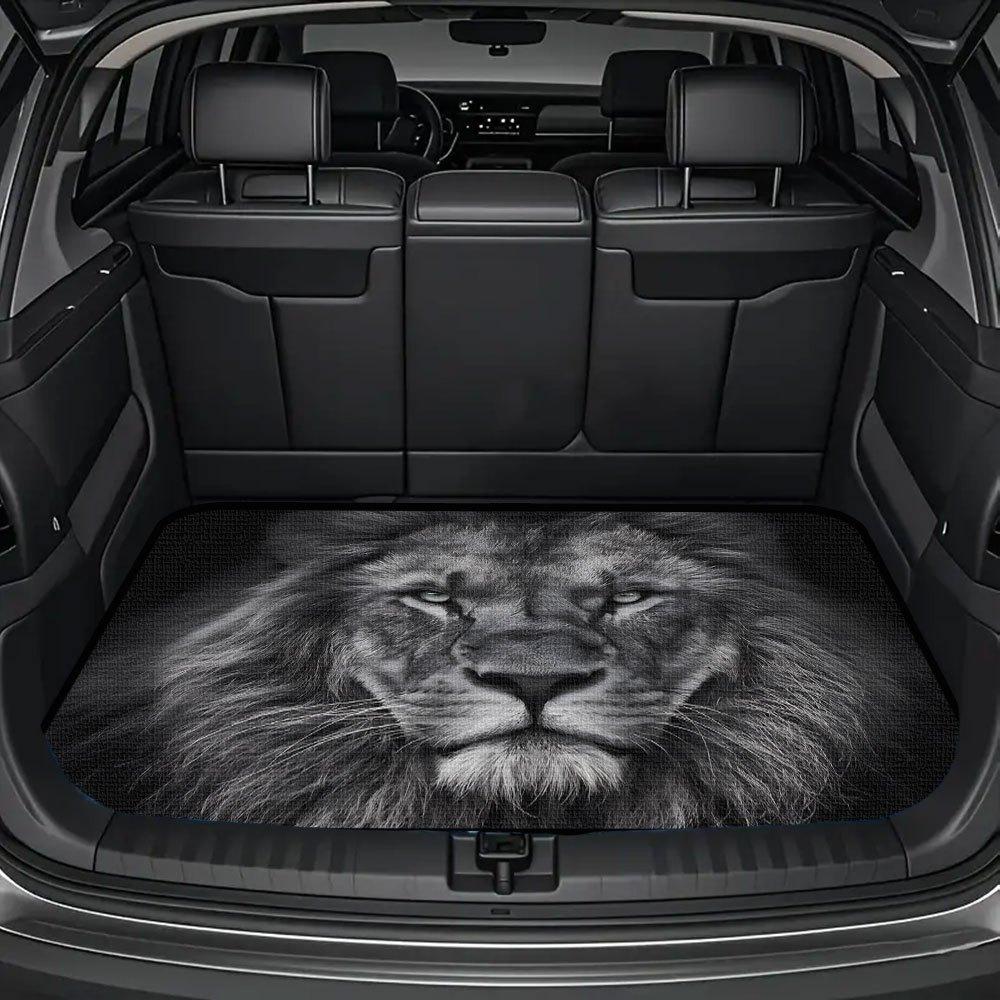 1Pcs Bold Lion Print Car Trunk Mat Non-Slip Heavy-Duty Cargo Liner for SUVs Sedans Trucks  Protects Against Pets Protective Cover