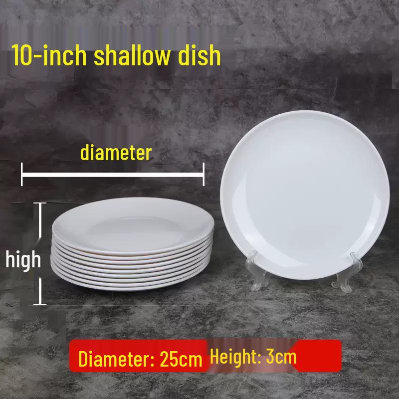 Commercial Melamine White Round Shallow Plate