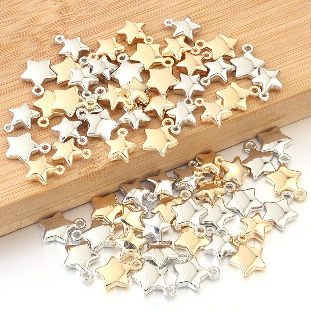 50Pcs/lot CCB Star Bead Pendant Popular Simple Loose Charms for Jewelry Making Accessories DIY Necklace Bracelet Keychain