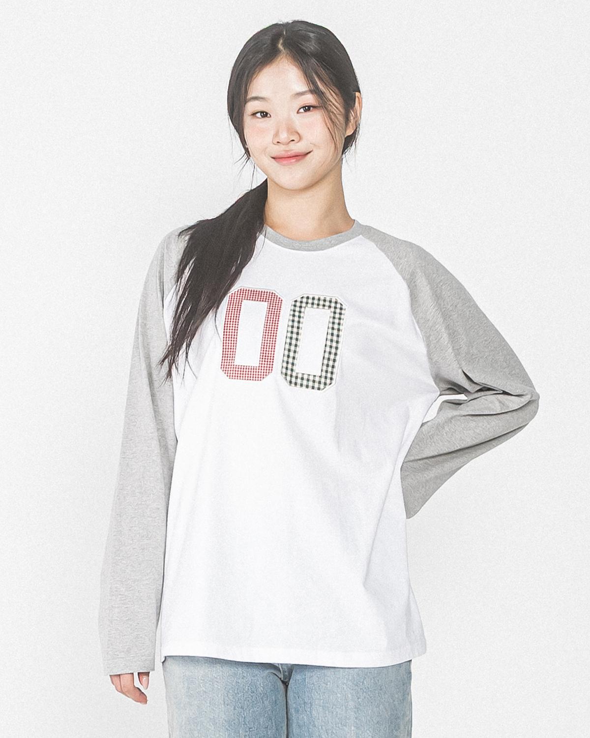 Havism 00 Check Patch Raglan L/S Tee(White) White/One Size