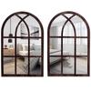 2Pcs Window Wall Mirror for Wall Decor Vintage Rustic Arched Wall Mirror Decorative Windowpane Mirror Acrylic Mirror Wall Decor