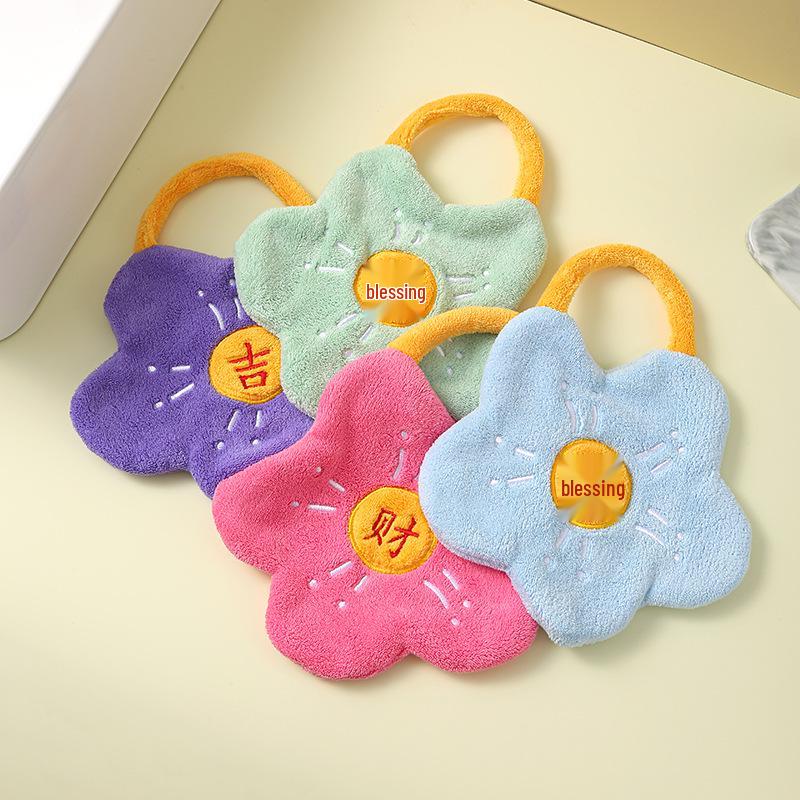 Ręcznik do rąk z polaru koralowego w kwiatowy wzór z kreskówki do kuchni i łazienki