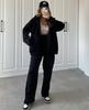 Europe, America, cross-border, women's clothing 2025 new fashion casual suit solid color long-sleeved sweater zipper trousers two-piece set