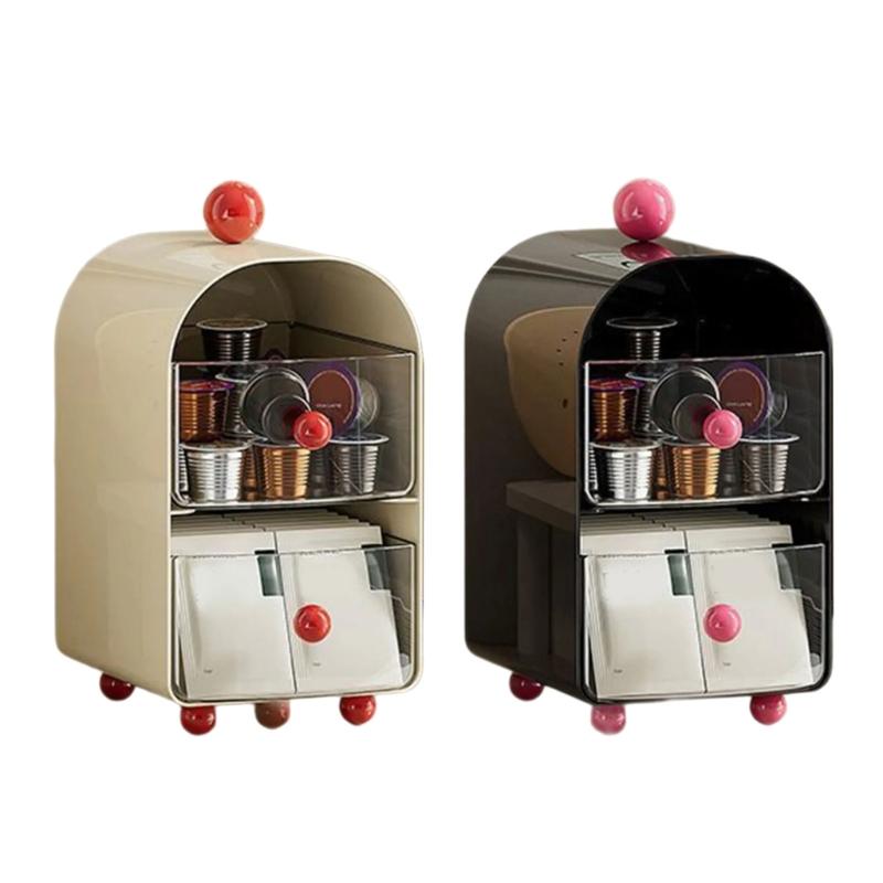 Contemporary Plastic Desktop Coffee Organiser Corner Teas Bag Holder Office Table Drawer Storage Box with Compartments
