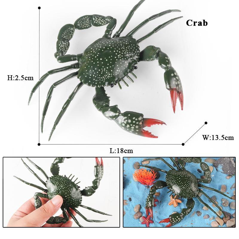 Oenux Simulation Ocean Sea Life Animals Model Lovely Crab Action Figures Toy Cake Toppers Collection Jouet Kids Education Gift