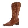 Fashion 2025 New Western Boots Women Retro Embroidery Pointed Toe Boots Knee High Knight Boots