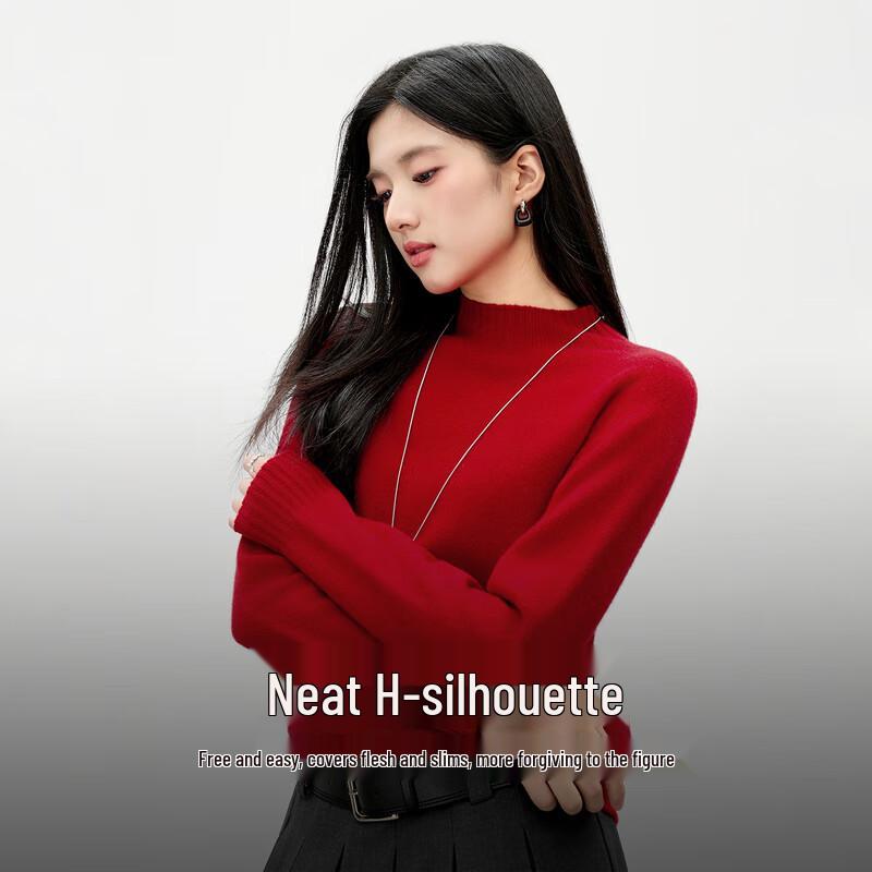 

Qiushui Yiren Women s Semi-High Neck Wool Blend Knit Sweater M