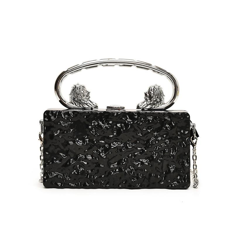 

Акриловая сумка-коробка женская 2025 новая европейская и американская мода ледяная трещина персонализированная портативная сумка-мессенджер вечерняя сумка прилив чёрный