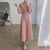 2024 Pink Loose Long-Sleeve Hoodie & High Waist Skirt Set