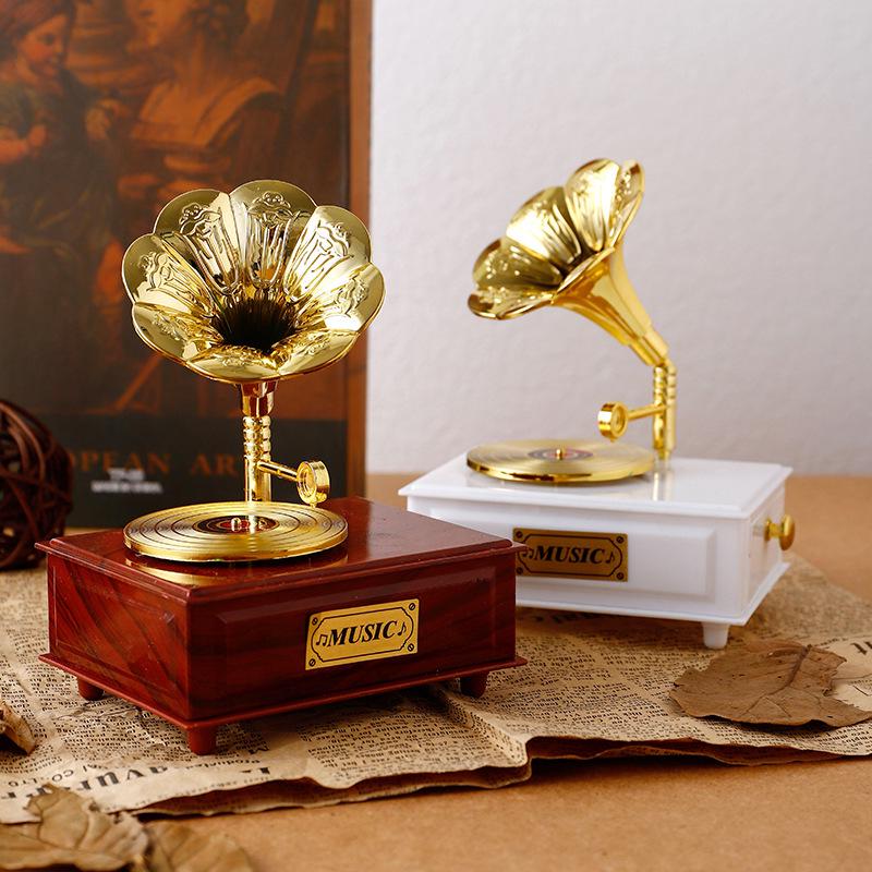 Mini Classic Retro Trumpet Gramophone Music Box & Home Decor