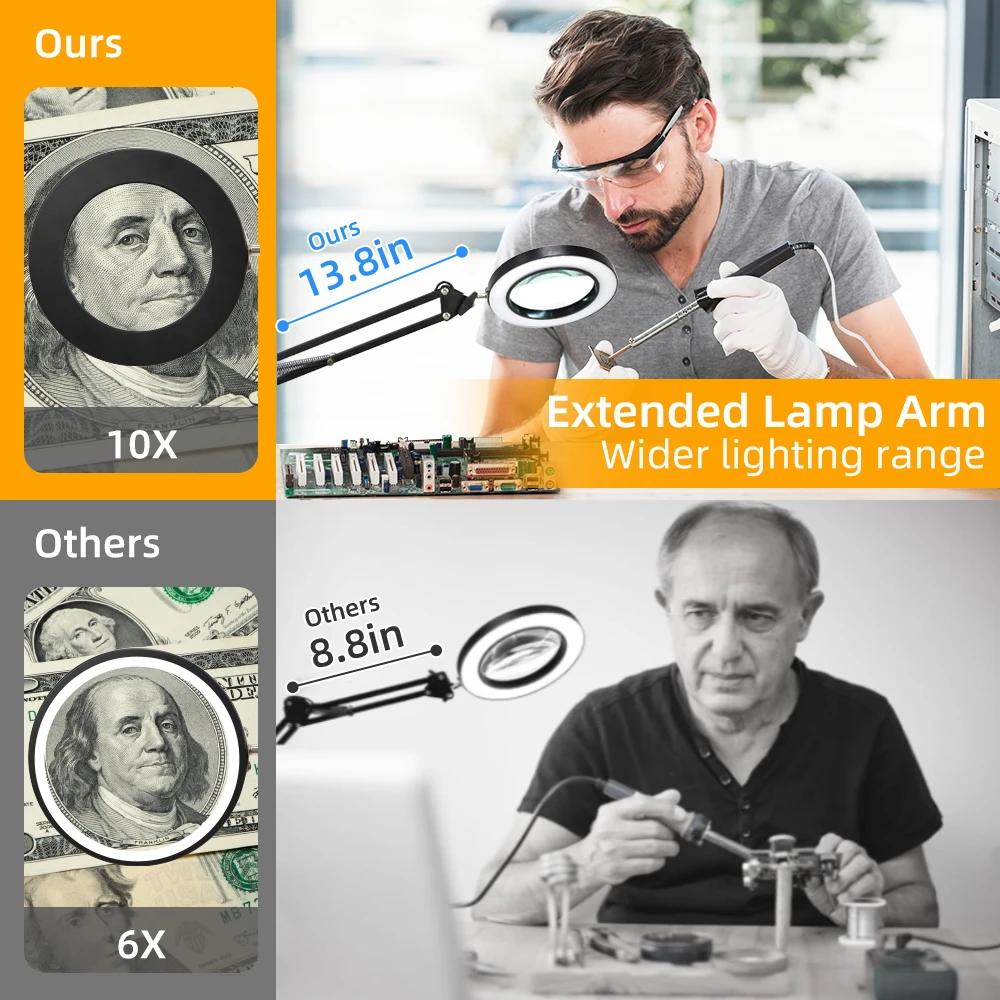 Magnifier Clip Light USB Dimmable Switching Color Temperature Maintenance Office Desk Light Reading Small Book Light