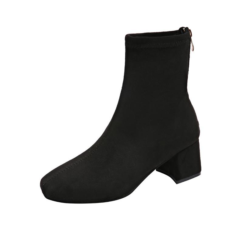 

Модная женская обувь 2024 года, горячая распродажа, женские ботильоны, лаконичные современные ботинки, женские, с круглым носком, молнией сзади, на толстом каблуке, обувь больших размеров для женщин 43 чёрный