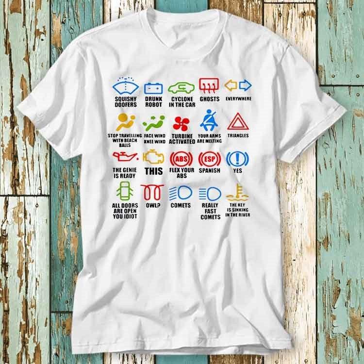 Car Dash Icons T Shirt Top Design Unisex Ladies Mens Tee Retro Fashion Vintage Shirt S826