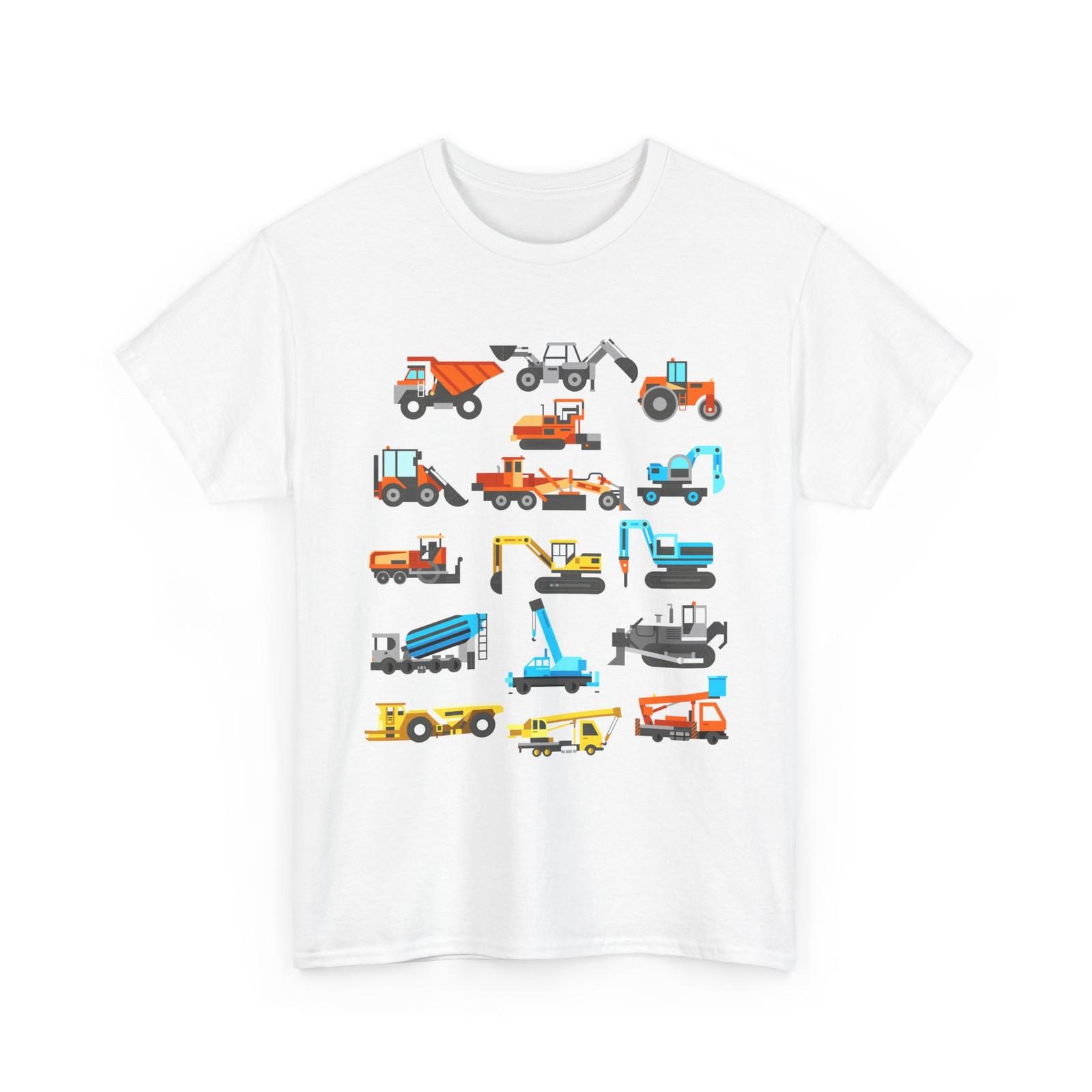Construction Excavator T-Shirt, Vehicles Machinery Lovers Men Shirt XL
