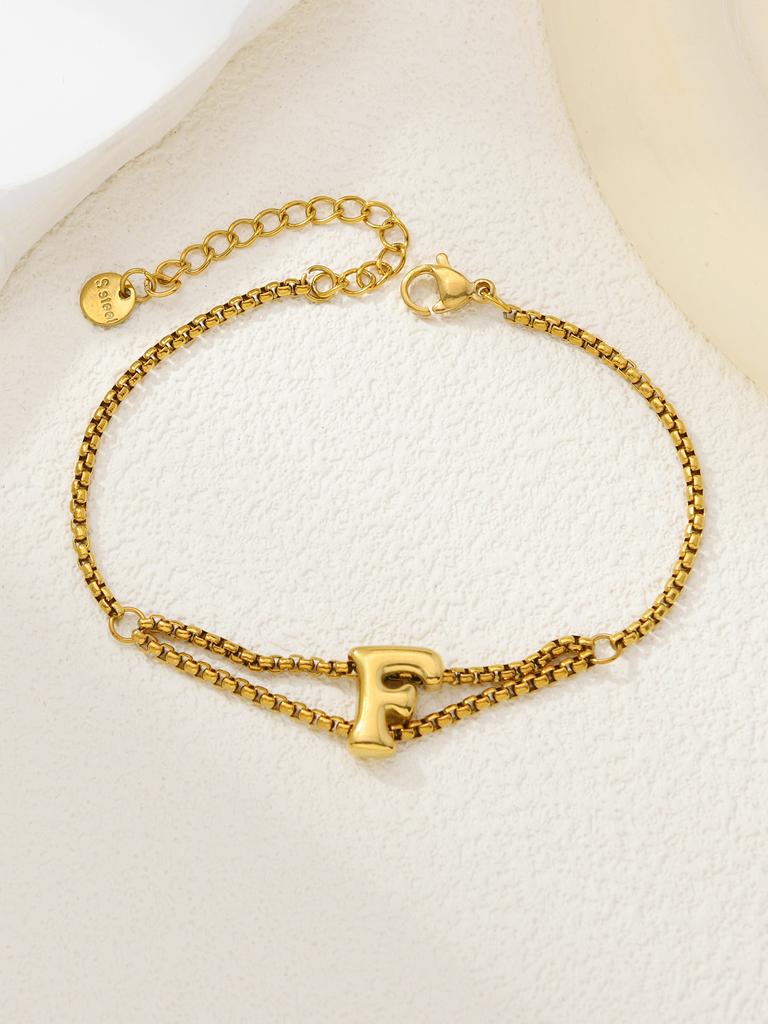 New stainless steel wholesale 26 English letters double-layer ring gold-plated bracelet