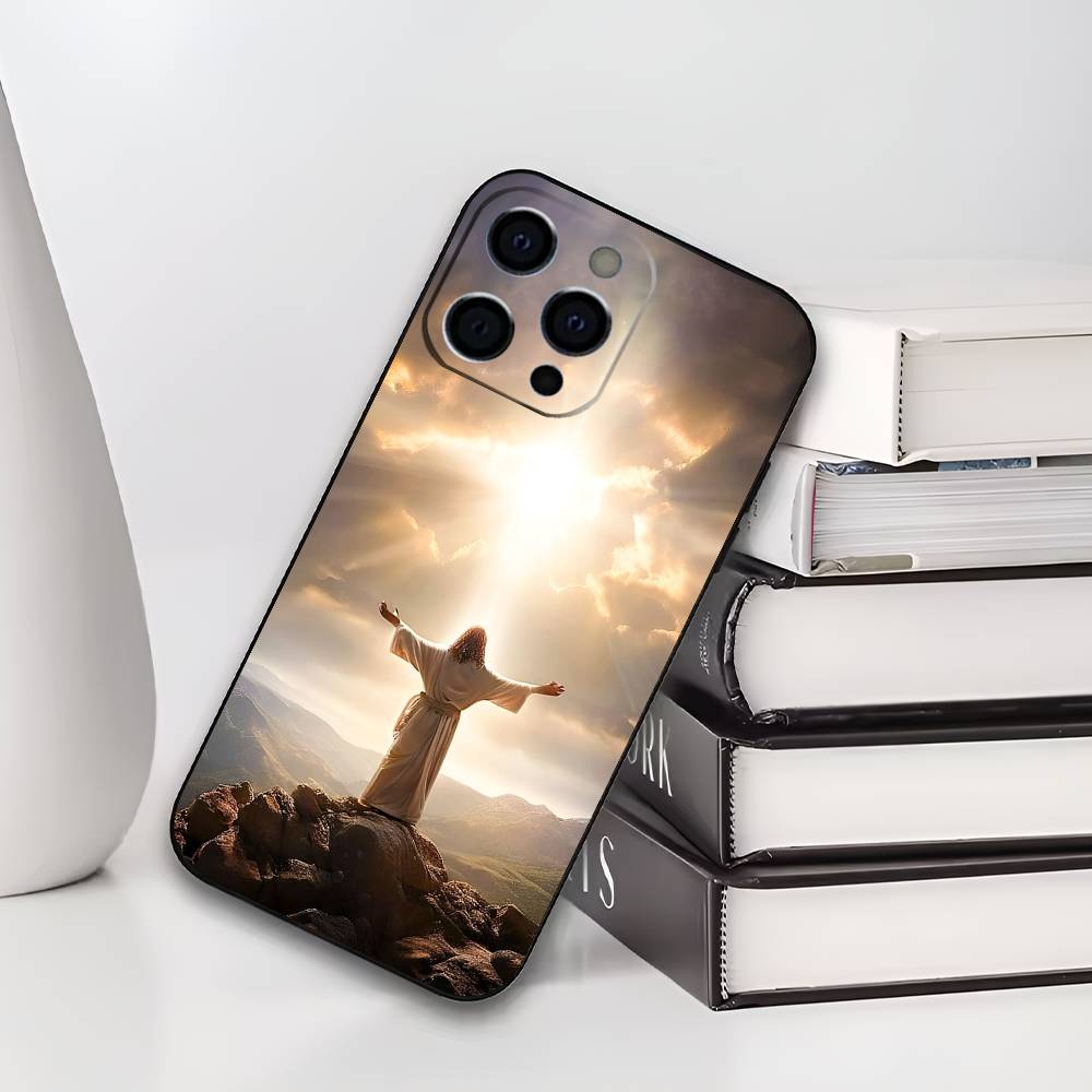 Faith Christian Religious Jesus Phone Case For iPhone 17,16,15,14,13,12,11 Plus,Pro Max,XS,Soft Black Cover