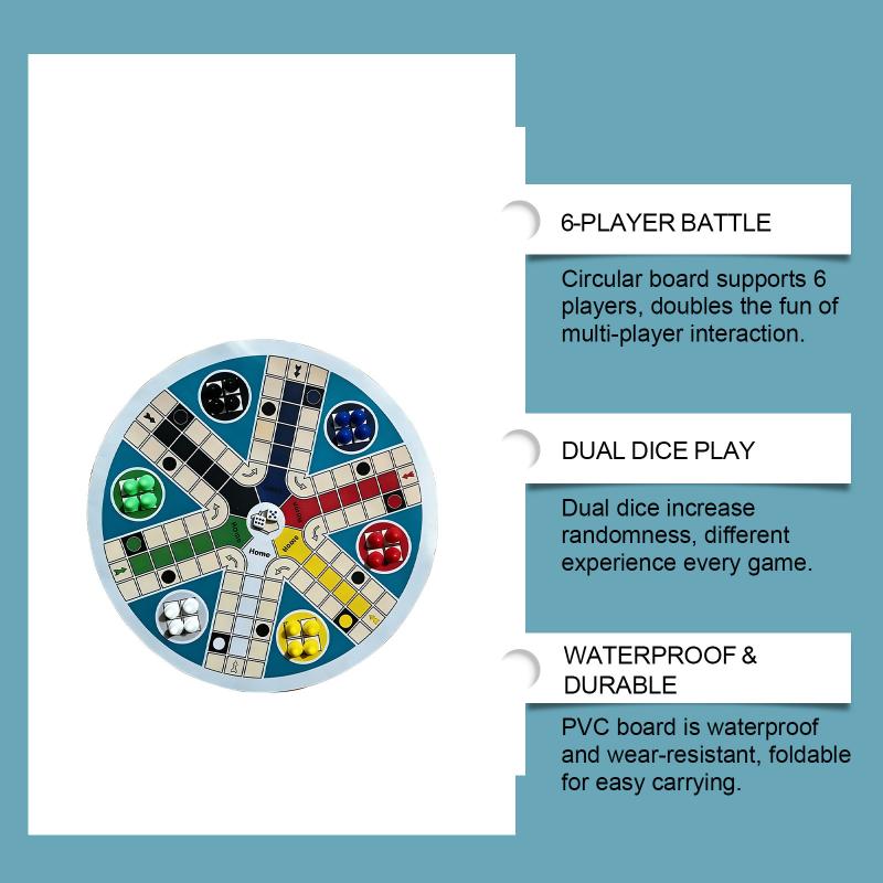 1 Set Round 6-Person Flying Chess Toy Board Game Multi Person Parent Child Party Tabletop Game For Family Gatherings Gift