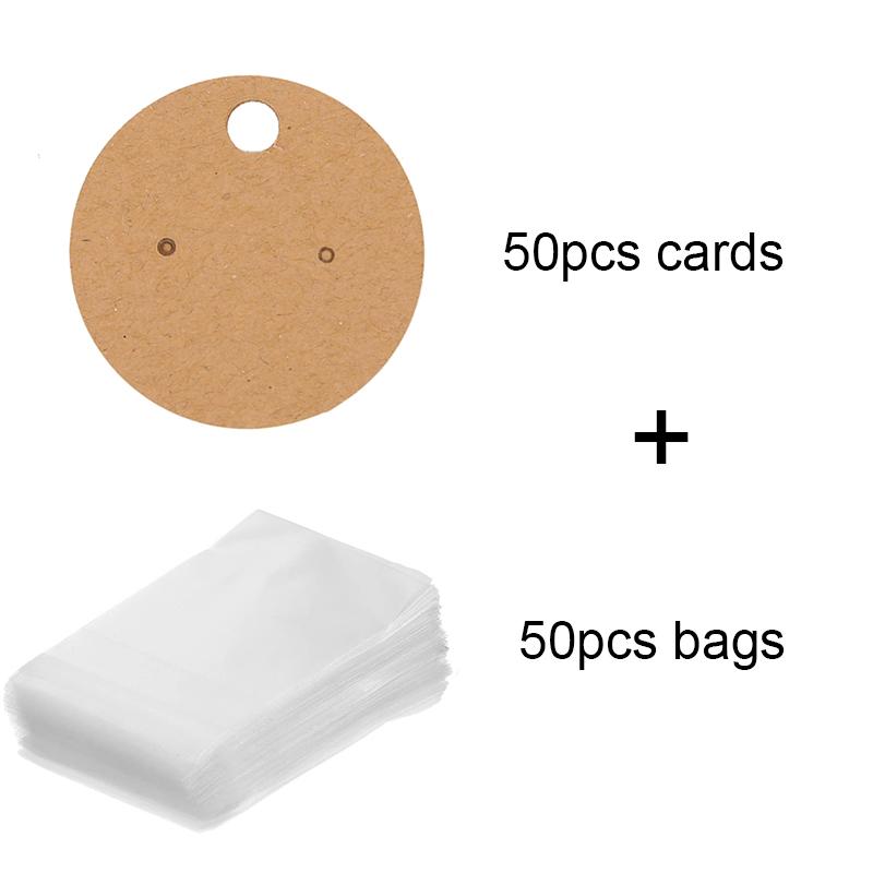 

50sets Stud Earring Display Holders With Self Adhesive Bags Paperboard Earrings Cards Organizers Hang Tag For Jewelry Packaging