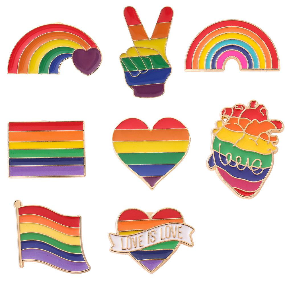 Rainbow Colorful Pin Brooches Metal Small Gestures Badge Versatile Unisex Unisex Shirt Decoration