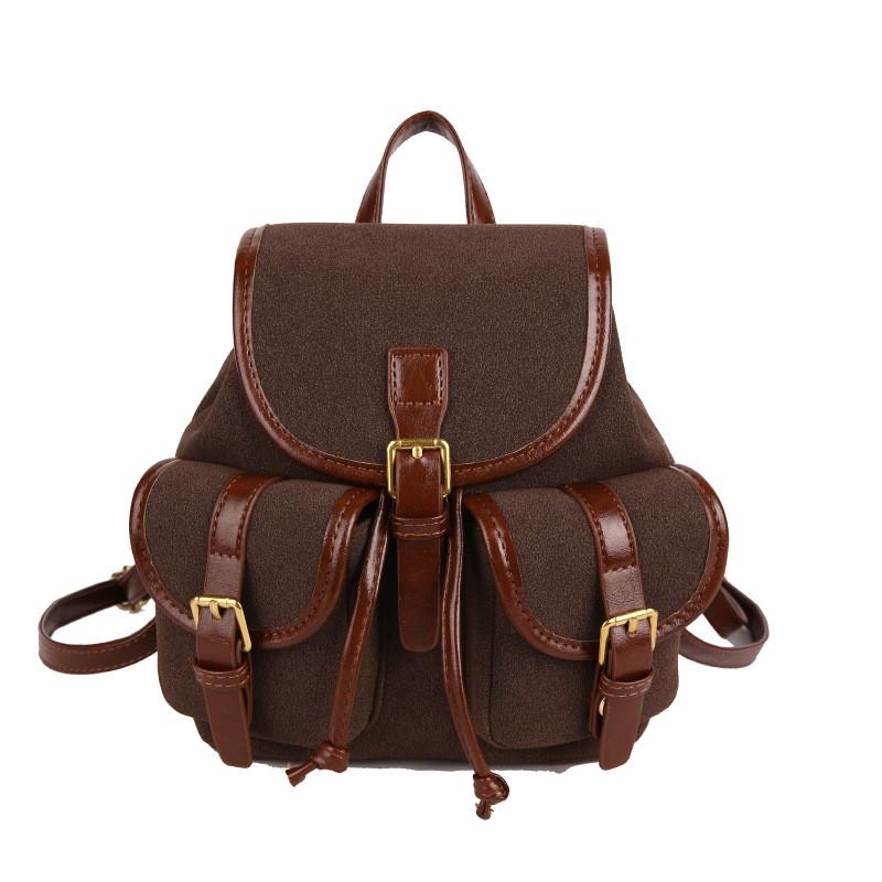 Retro Leopard Print And Color Blocked Backpack For Girls With Curved Shoulder Straps Suitable For School And Travel
