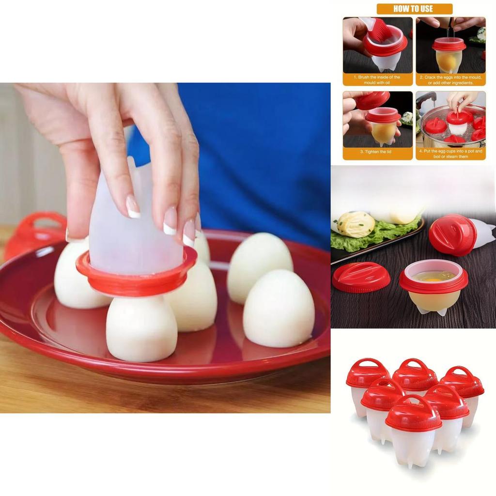 Juego de Cocedor de Huevos de Silicona con Diseño Antiadherente para Cocina Casera y Preparación de Desayuno
