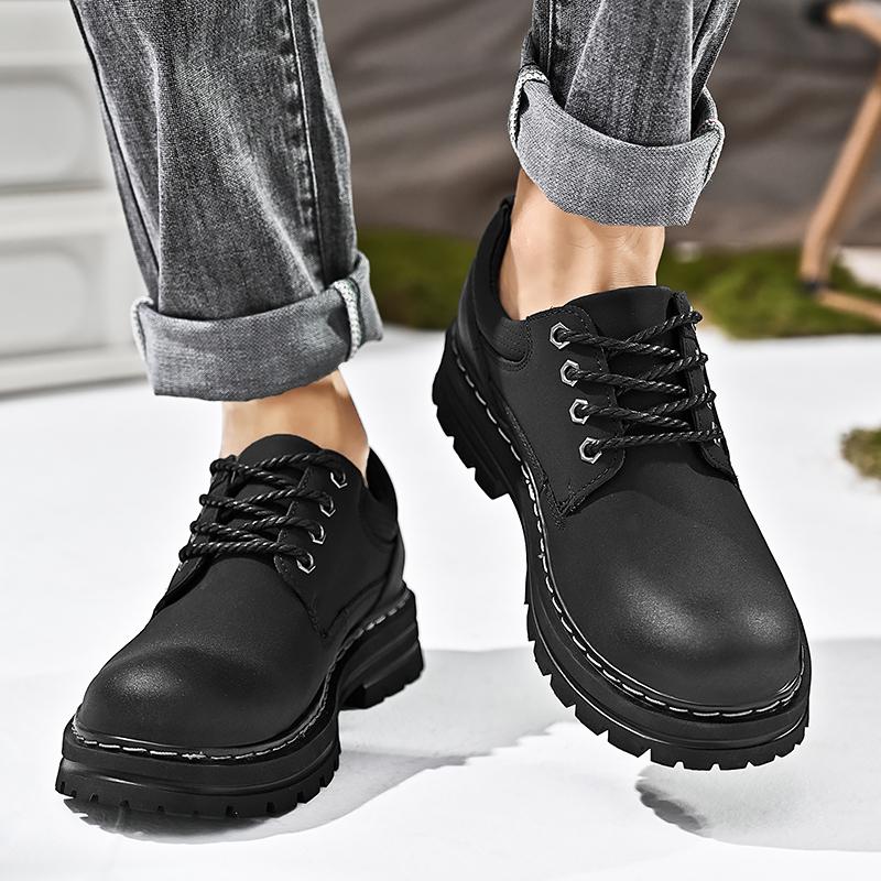 Men Handmade Shoes Waterproof Casual Leather Shoes Men's Shoes Genuine Leather Casual Outdoor Work Shoes