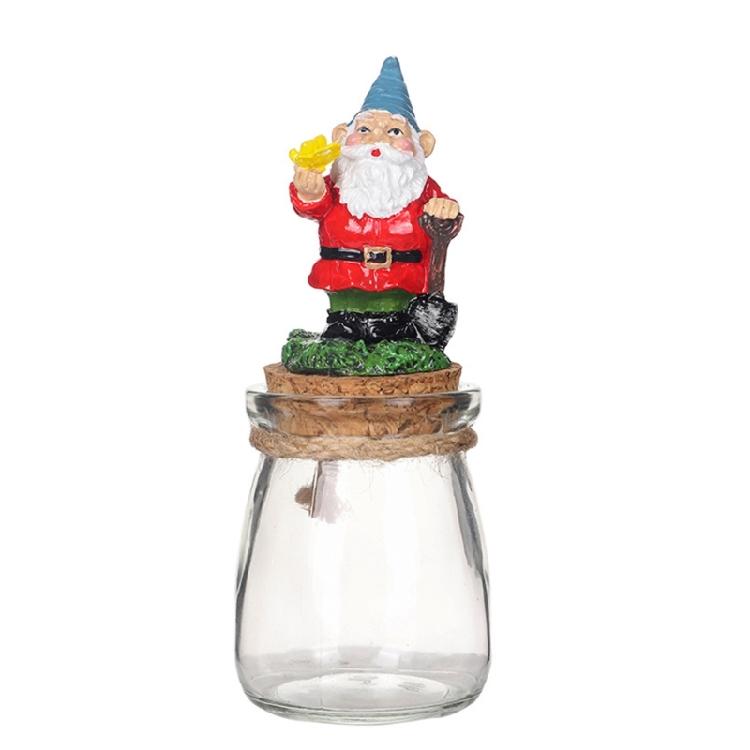 Christmas Themed Resins Dwarf Gnomes Figurine Candy Jar Glass Cookie Food Storage Container Table Decors Ornament Gift