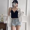 Summer Thin Ice Silk Seamless Comfort Outside Wear Halter Vest Beautiful Back Small Chest Push-up Bra French Triangle Cup Underwear Woman