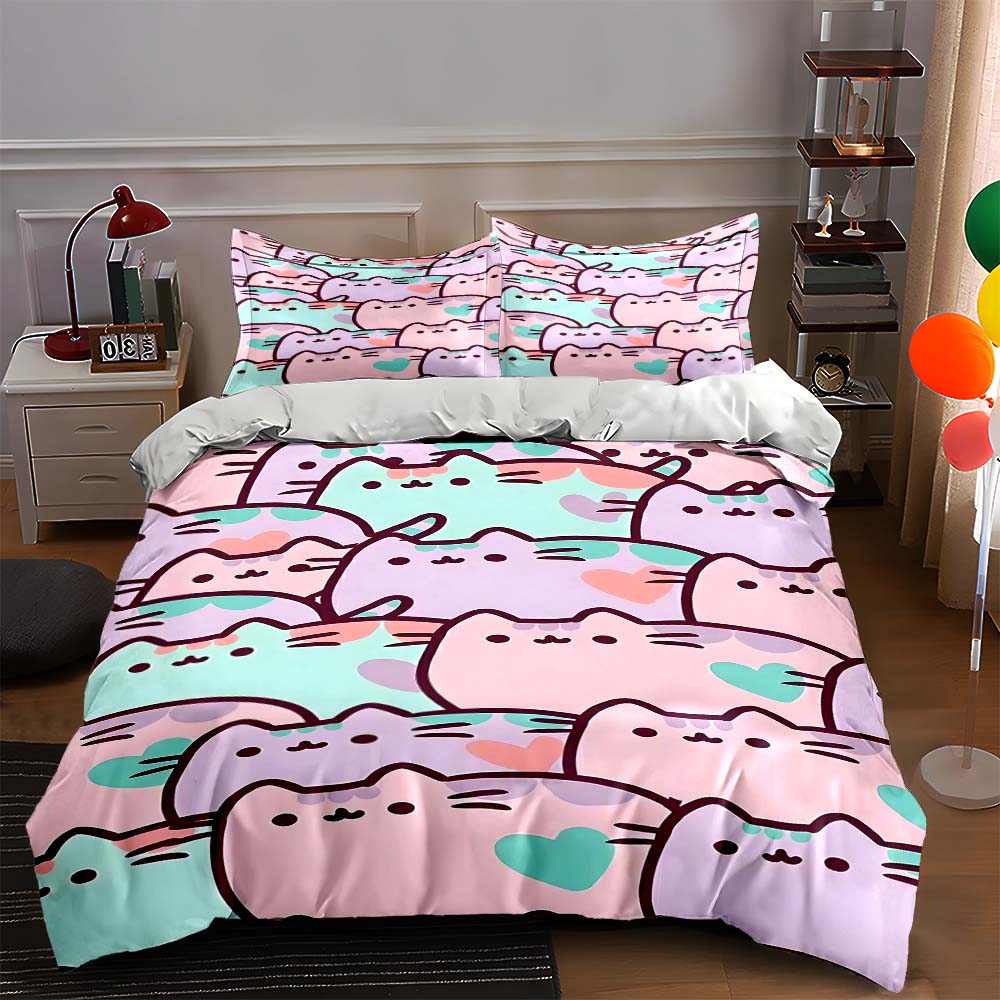 

Pastel cat pattern. Bedding Duvet cover sets Duvet covers Pillowcases gifts (1 * Duvet Cover 2 * Pillowcases, without duvet insert) 135x200cm