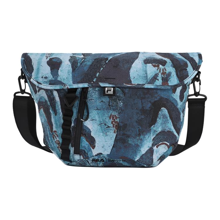 FILA X Dunhuang Museum Explorer Outdoor Sports Leisure Fabric Crossbody Bag Unisex bags Blue A13U517131F Blue