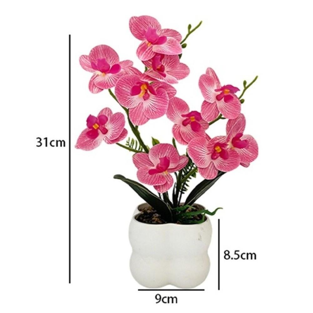 Weißer Blumentopf Simulierte Schmetterlingsorchidee Mehrblütig Künstliche Fake-Pflanzen Heimdekoration