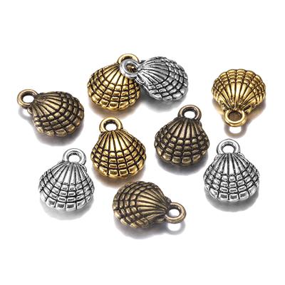 12pcs/lot 13x10mm Antique Gold Color Double Sided Shell Charms Pendants Findings For DIY Necklace Bracelet Supplies Accessories