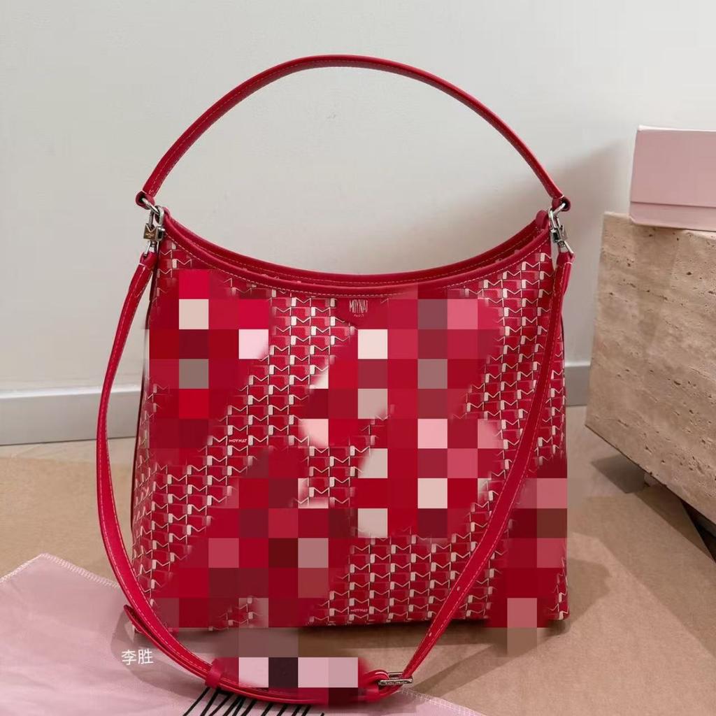 Original Leder Litschi-Muster Kalbsleder weich neue Dogtooth-Tasche Hobo Achseltasche Tote große Kapazität Mutter-und-Kind-Tasche