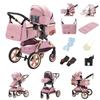Poussette 3 en 1,poussette combinée de haute qualité,ALYIKOU,roues robustes + sac à langer pratique,Rose