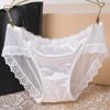 Sexy undertøy Kvinner Blonderundertøy Lav midje Transparent Mesh Ultra-tynne Trekanttruse i ren bomull