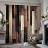 2 Stück Frühling Sommer Vorhänge Streifen rustikaler Stil Vintage Holz Lichtdurchlässig transparente Vorhänge Polyester Gewebe Außendekorationen