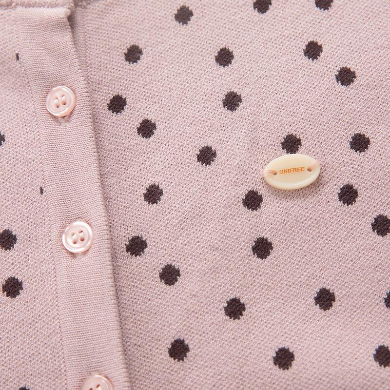 UNIFREE Korean Style Polka Dot Jacquard Knitted Cardigan