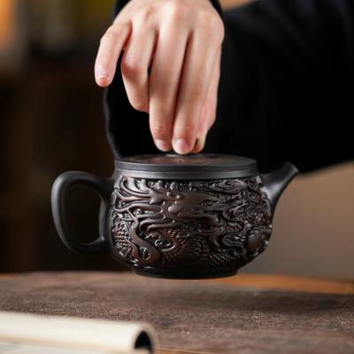 Jianshui Lila Keramik Drachen Schnitzerei Teekanne Handbemalt Antike Relief Teekanne Haushaltsteekanne Kungfu Tee Set Kessel