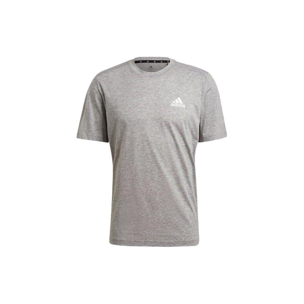 Adidas Solid Logo Crew Neck Casual Short Sleeve T-Shirt Men Tops Grey GT5555