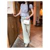 New Lace Spliced Puff Sleeve Chiffon Blouse for Women, Summer Tencel Ramie Short Top