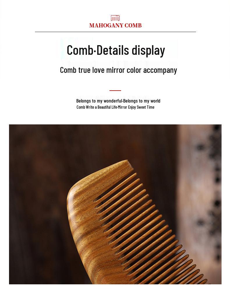 Green Sandalwood Comb - Natural Wood Hairdressing Massage Comb for Long Hair