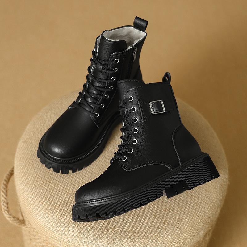 British Style Solid Color Double Zipper Velvet Martin Boots 2025 Autumn and Winter New Personality Trend Comfortable Warm Women's Boots
