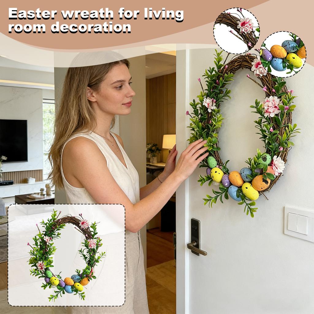 Штучний Великодній Декоративний Вінок, Зелений, З Натуральним Відчуттям