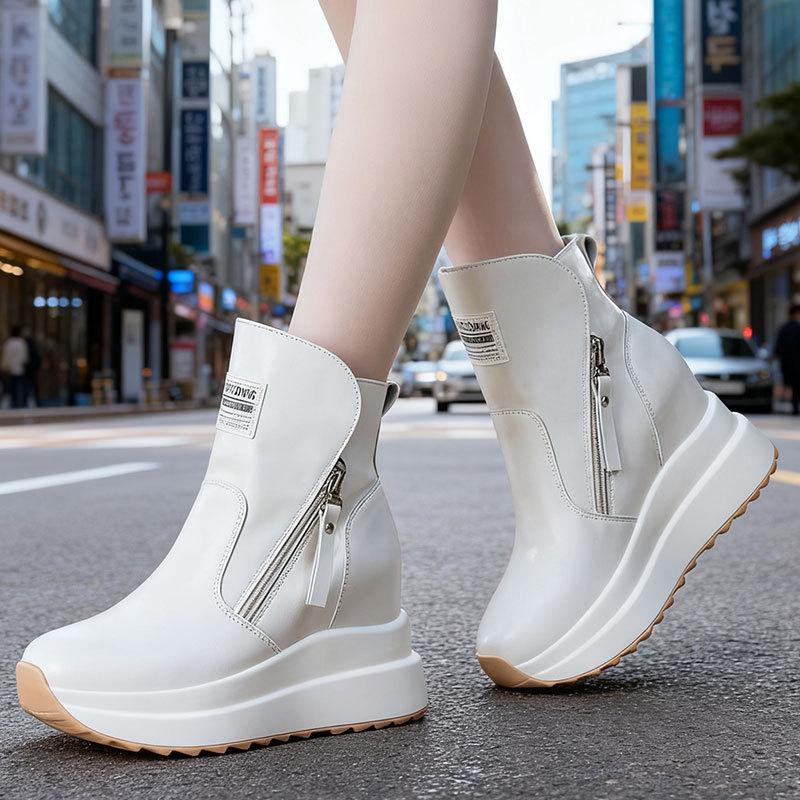 Small slim inner height increase high-top shoes women's platform new winter leisure sports Martin boots