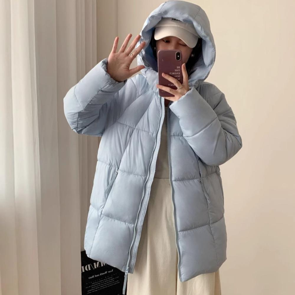 Medium and Long Down Cotton Clothes for Women's 2025 Winter New Korean Version Hooded Thickened Warm Fluffy Coat