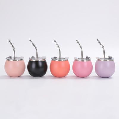 Cute 180ml Stainless Steel Cup Portable Double Wall Egg Cup 5oz with Lid and Straw Tumbler Unisex